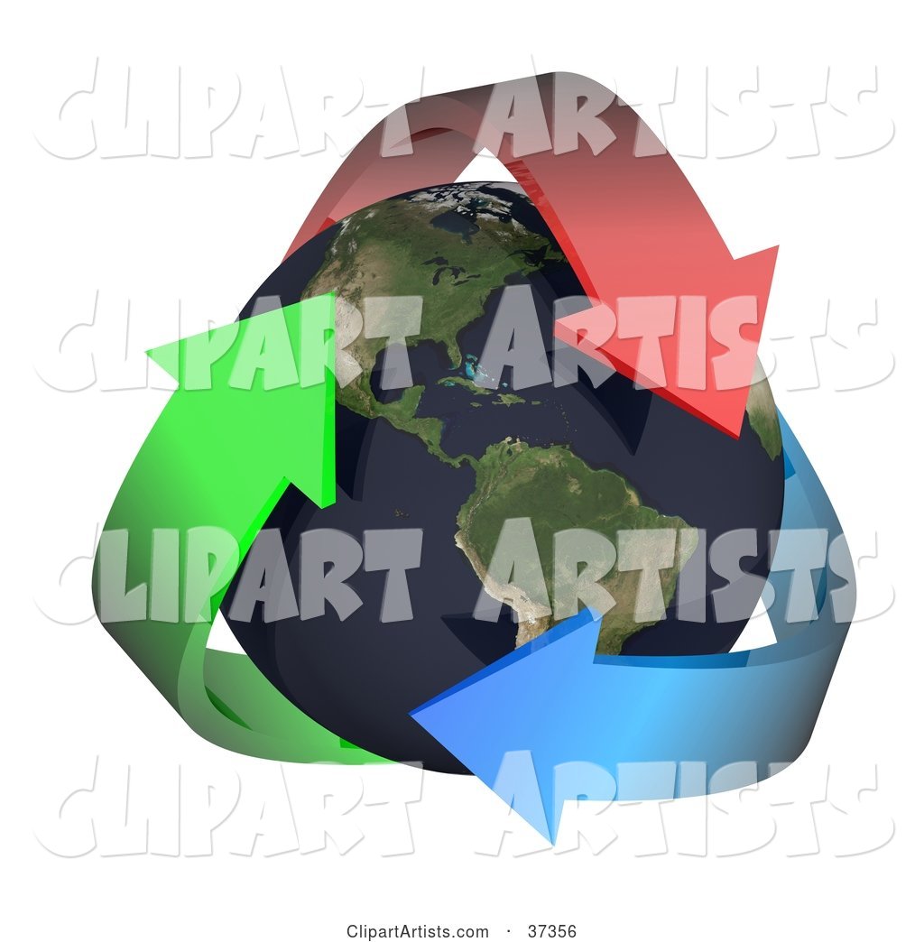 Three Colorful Arrows Embracing Earth, with the Americas Featured