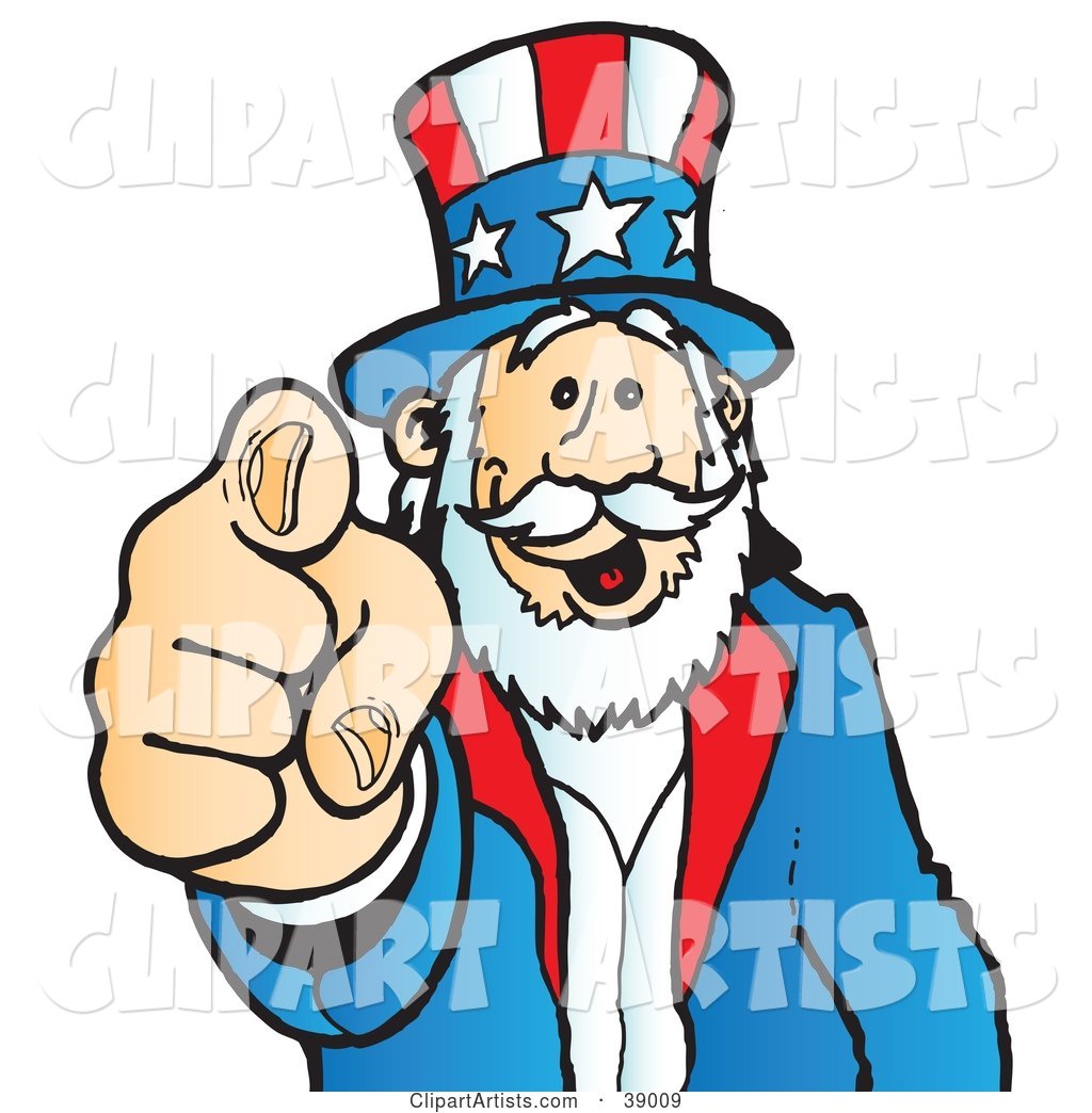 Uncle Sam Grinning and Pointing Outwards
