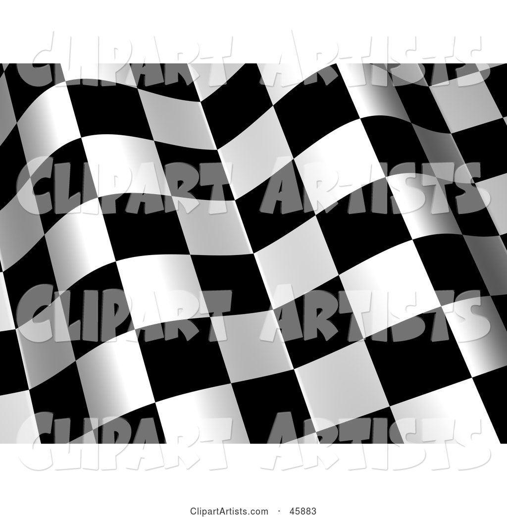 Waving Checkered Flag Background with White and Black Squares