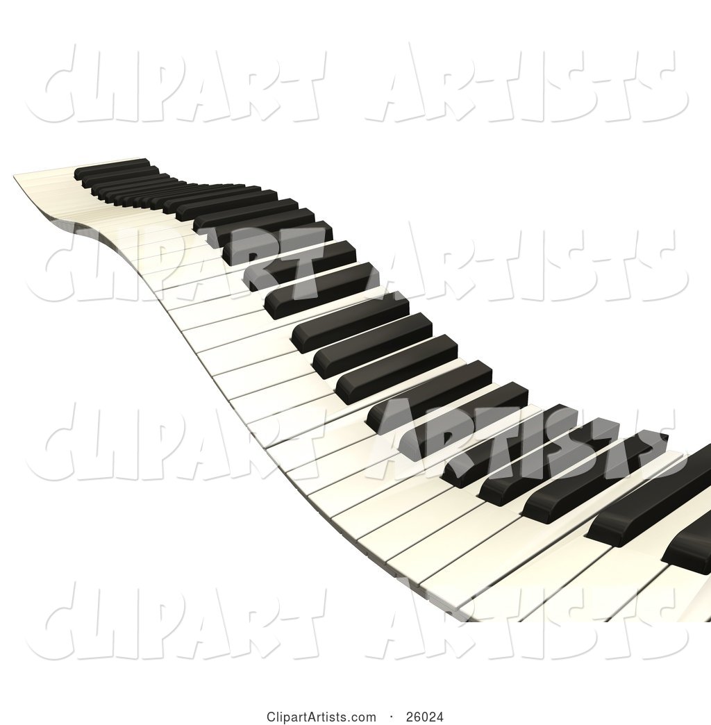 Wavy Keyboard Heading off into the Distance, over a White Background