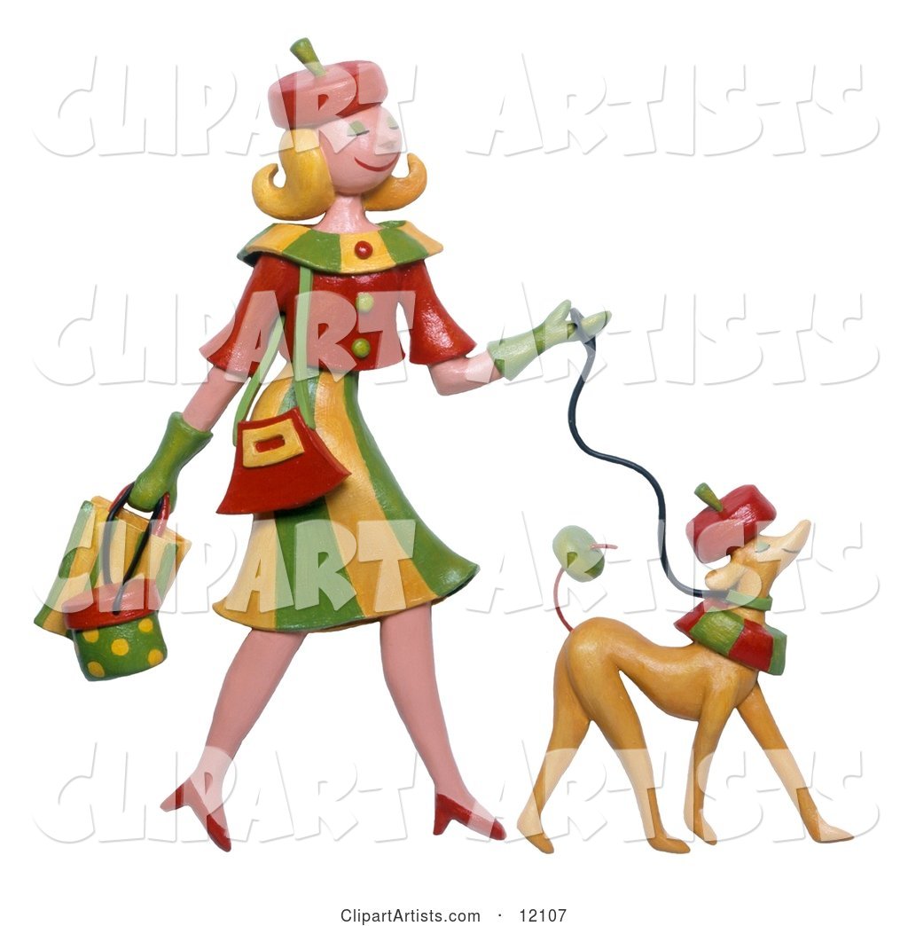 Woman and Dog Dressed Alike Walking