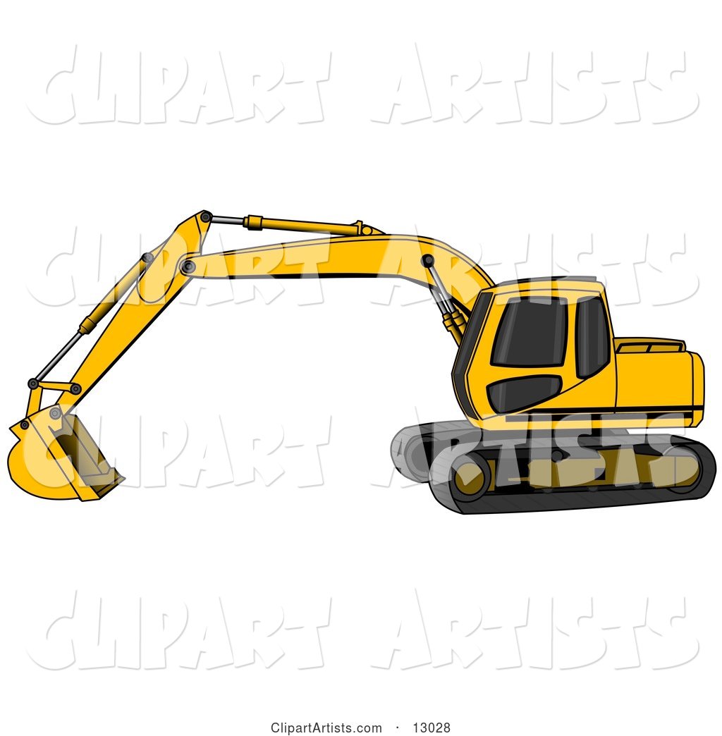Yellow Trackhoe Excavator