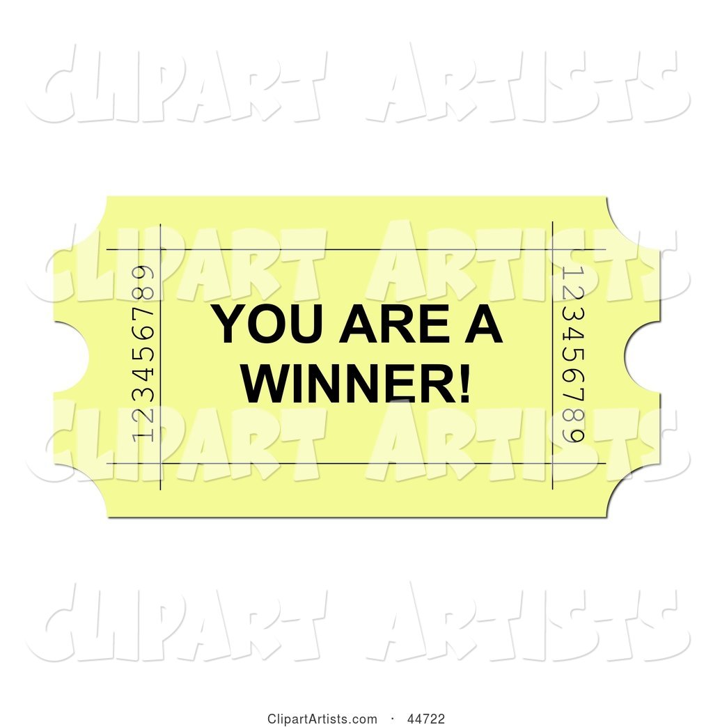 Yellow You Are a Winner Ticket