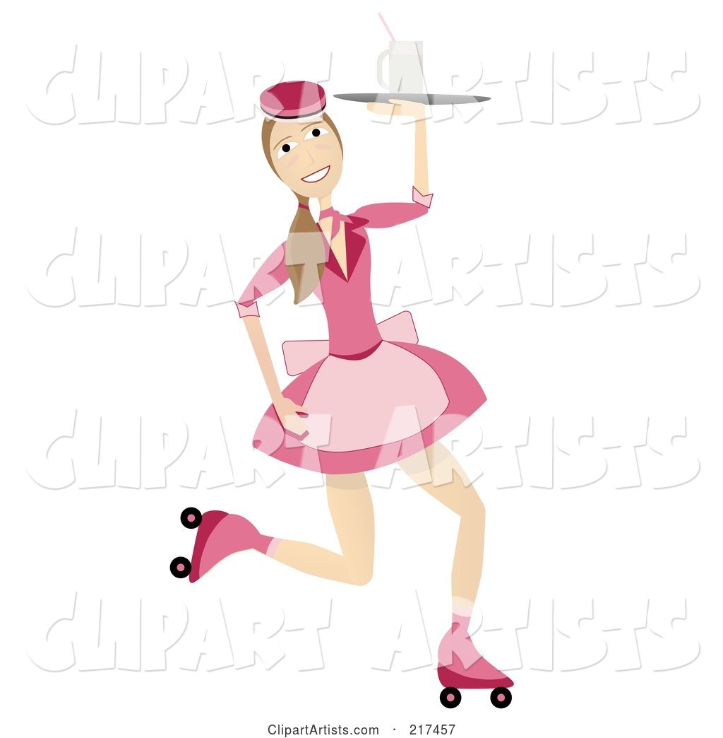 50s Styled Waitress Roller Skating
