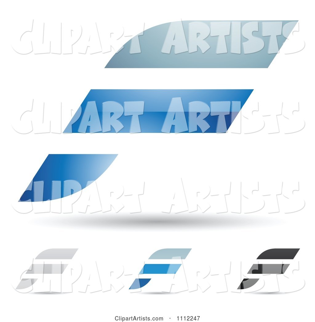 Abstract Letter F Icons with Shadows 4