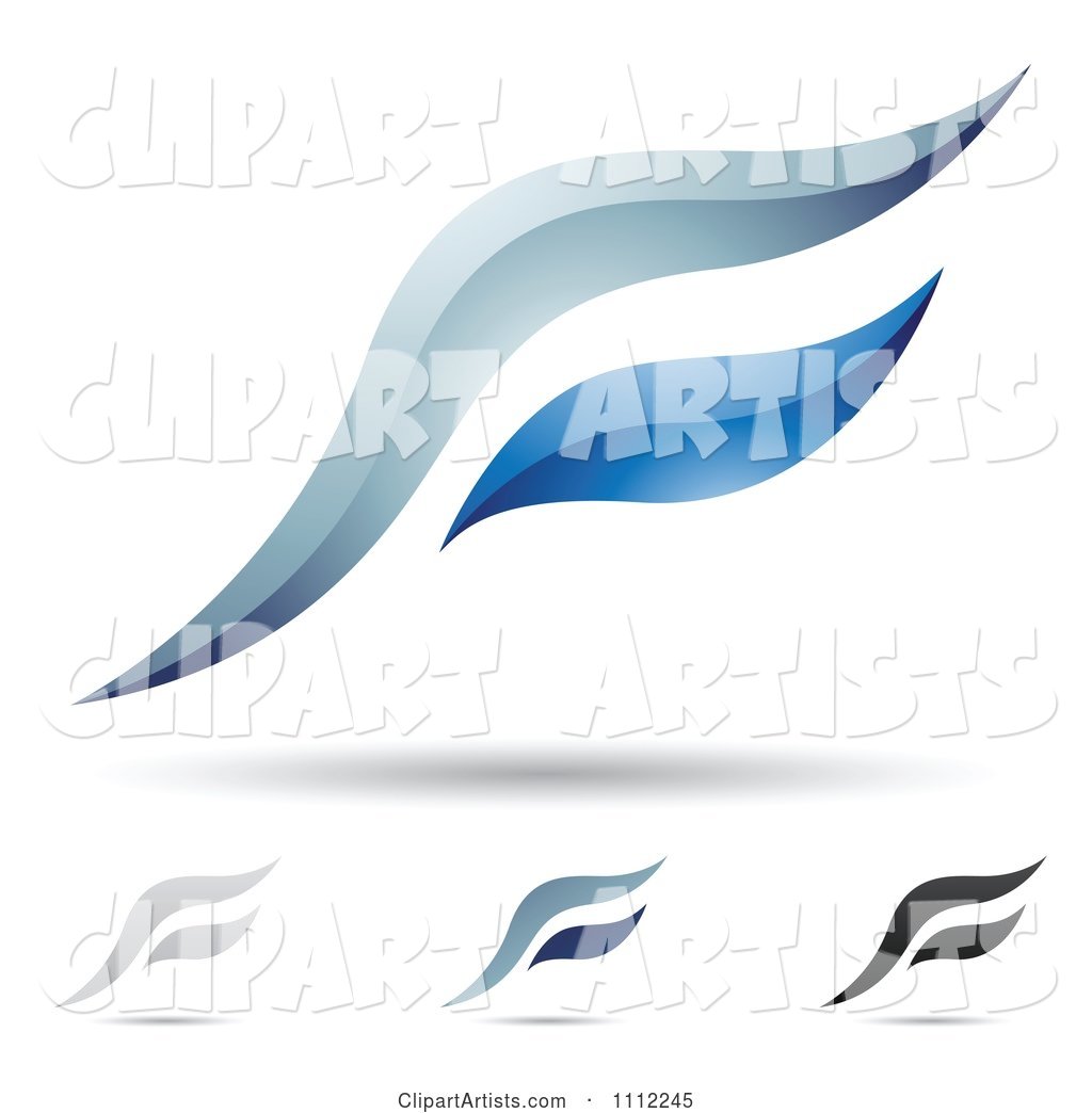 Abstract Letter F Icons with Shadows 6