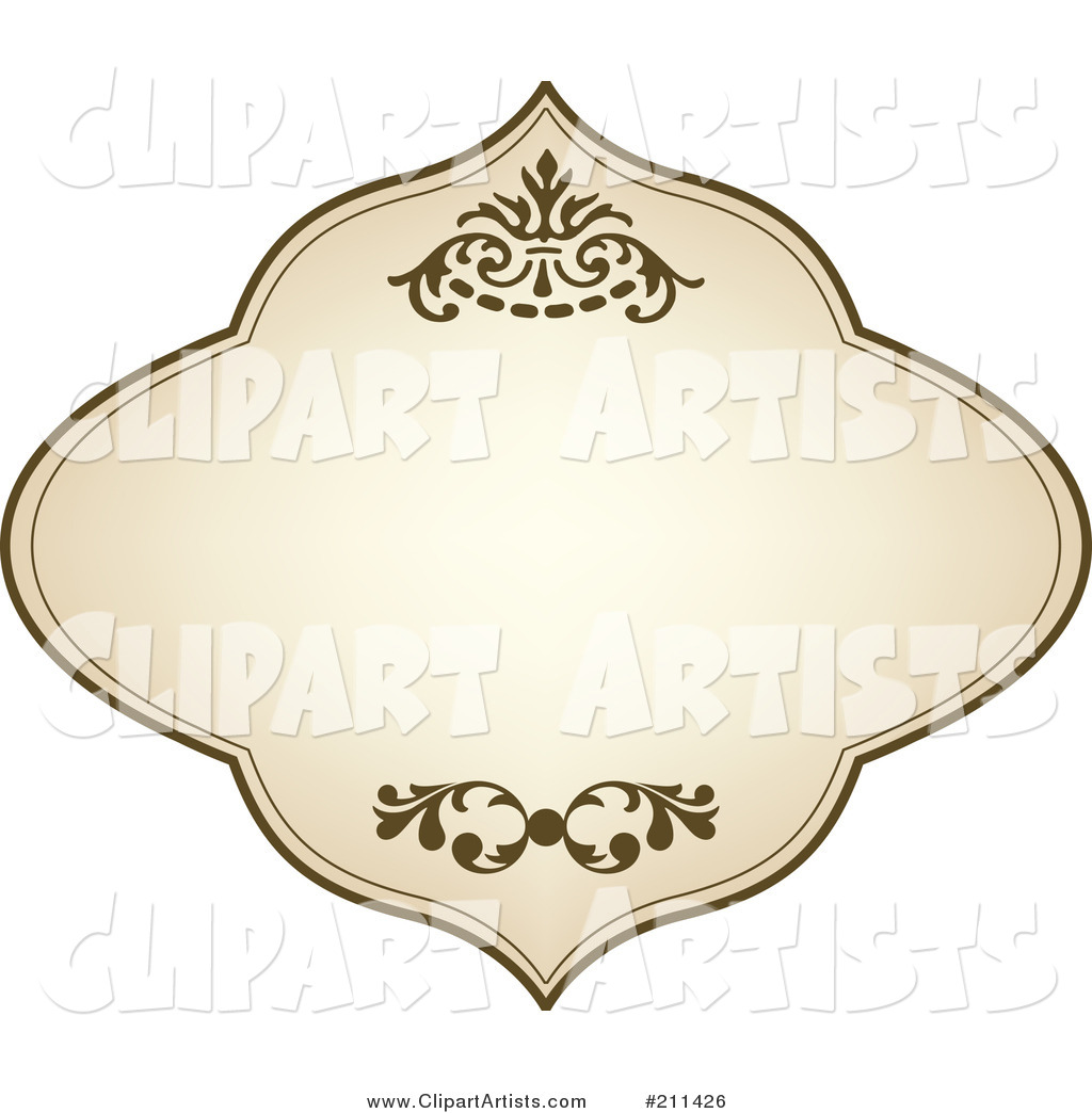 Aged Label with Brown Floral Designs and Text Space - 8