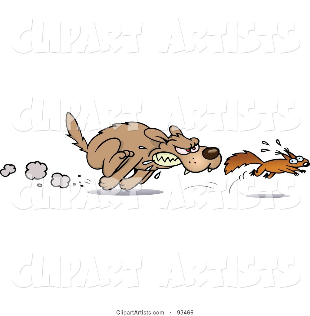Aggressive Toon Dog Chasing After a Scared Little Squirrel