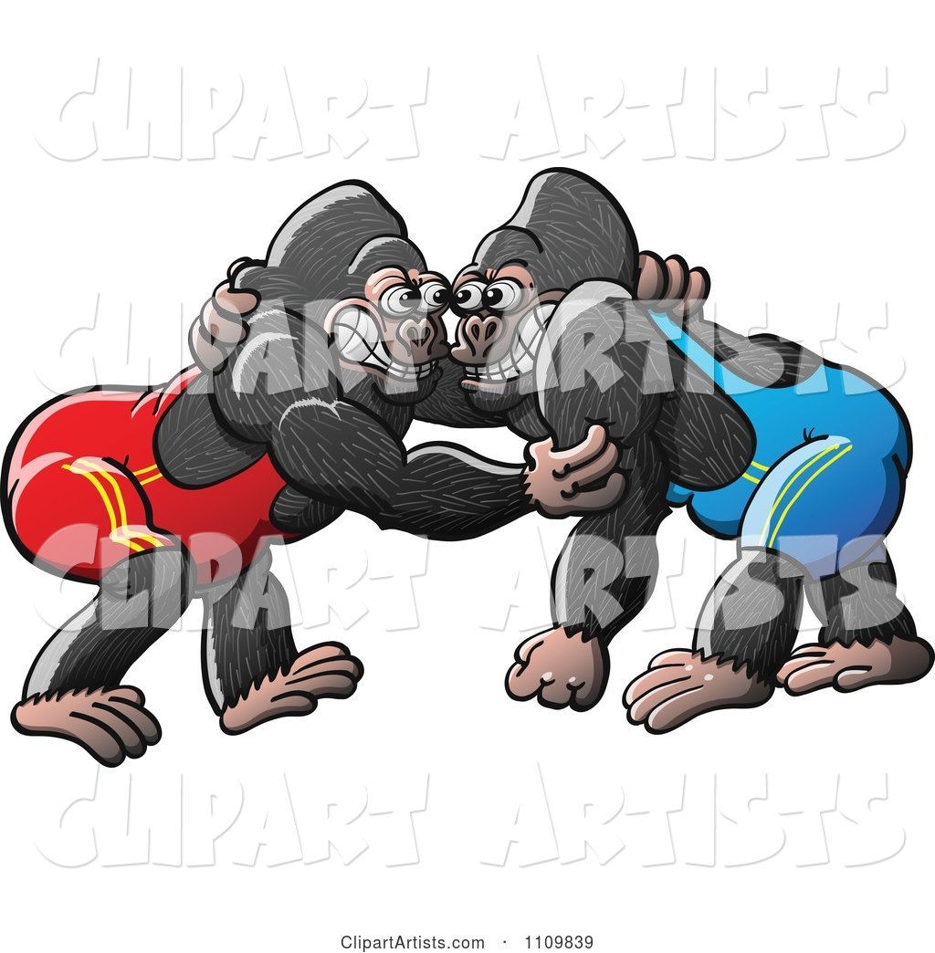 Athletic Gorillas Wrestling