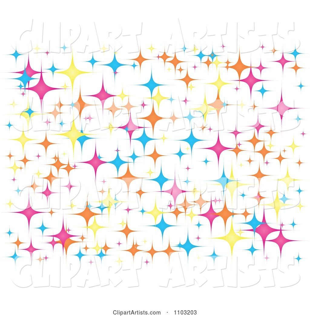 Background of Colorful Star Sparkles on White