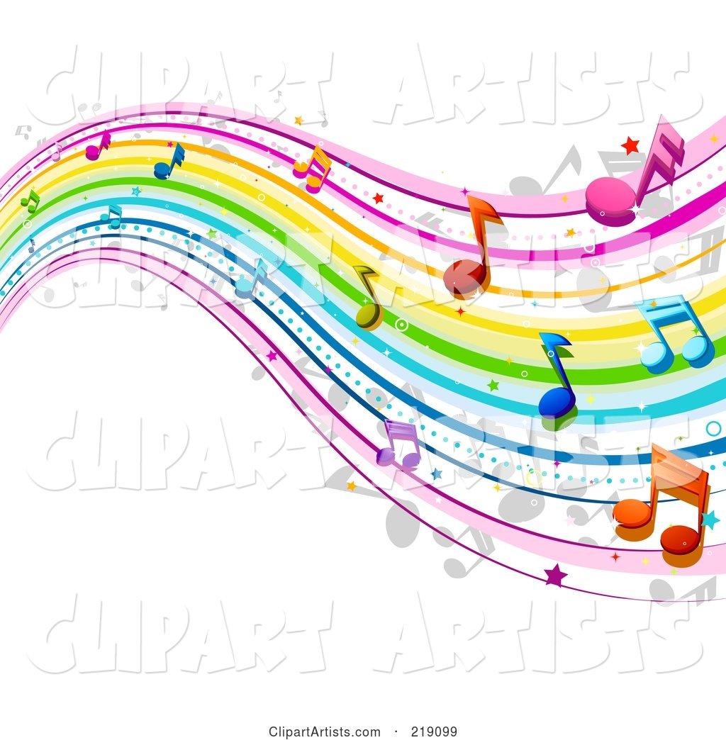 Background of Rainbow Music Waves