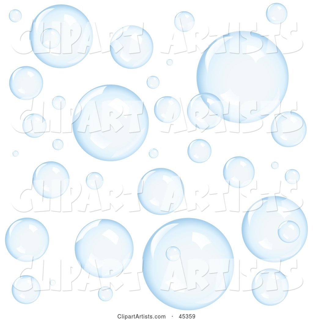 Background of Transparent Blue Floating Bubbles
