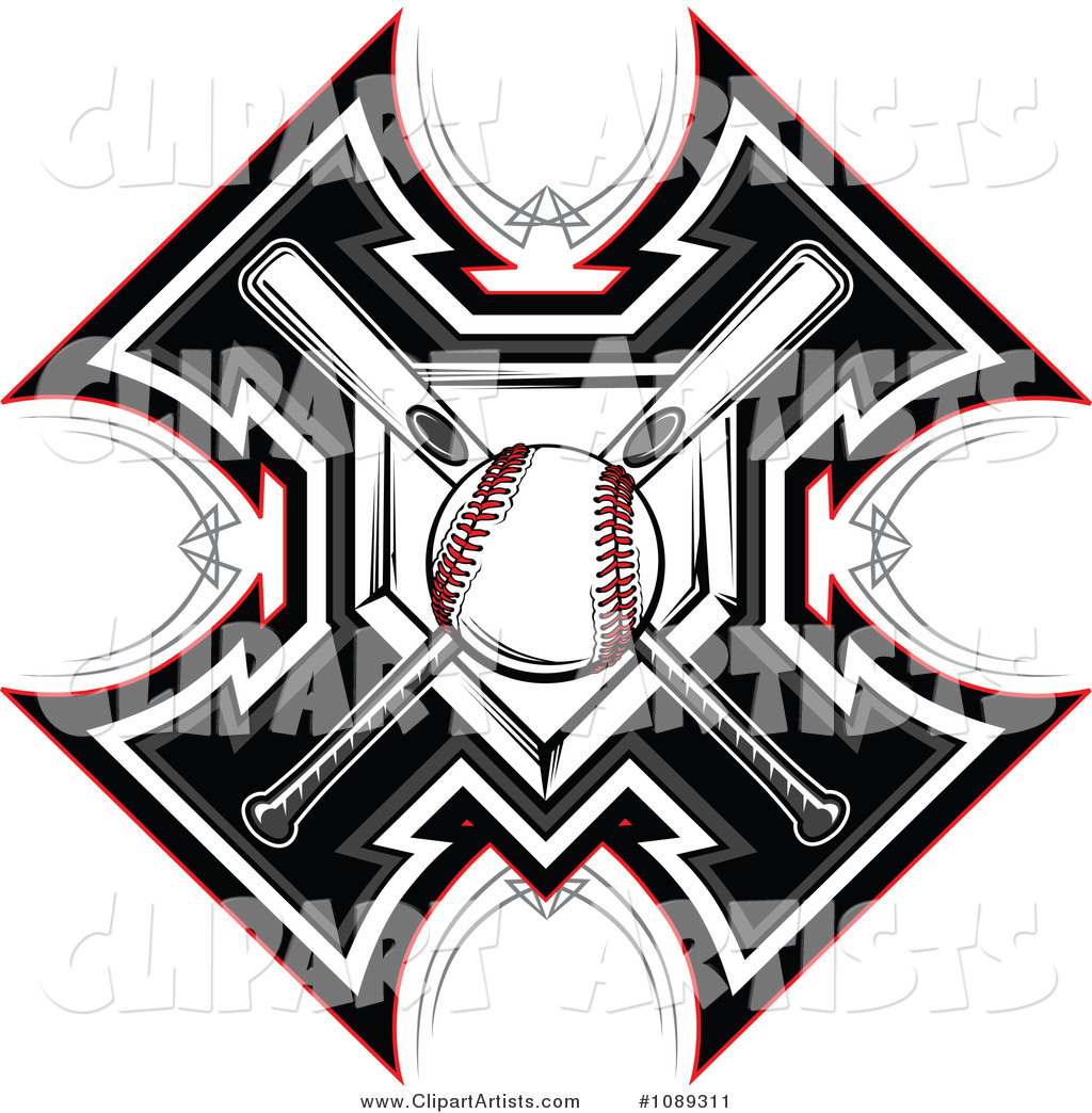 Baseball Bats and Plate Crossed over a Cross