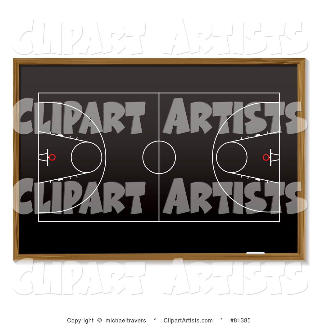 Basketball Court Sketch on a Blackboard