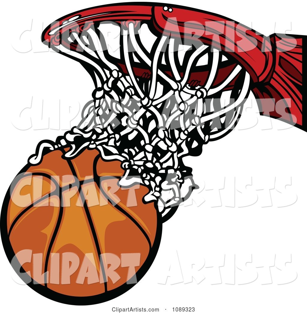 Basketball Falling Through A Net Clipart by Chromaco