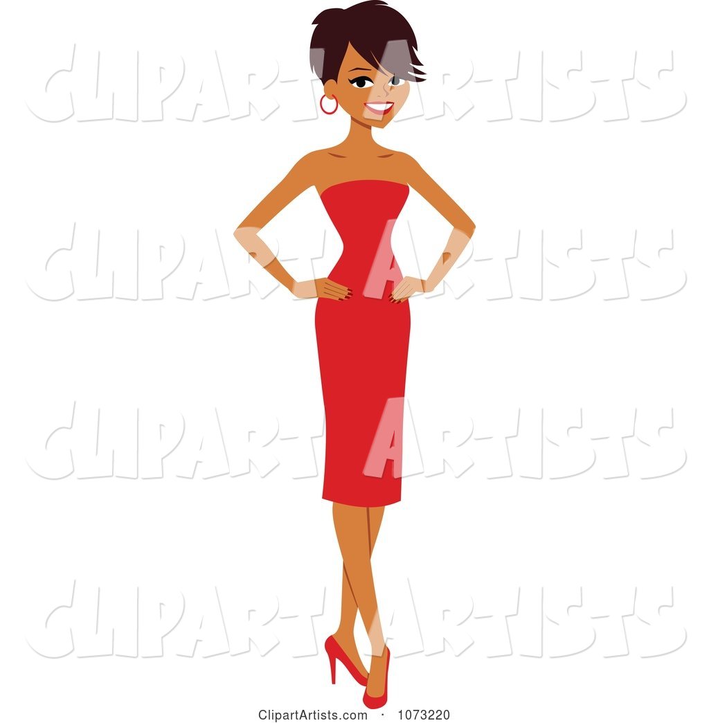 Beautiful Black Woman in a Red Dress