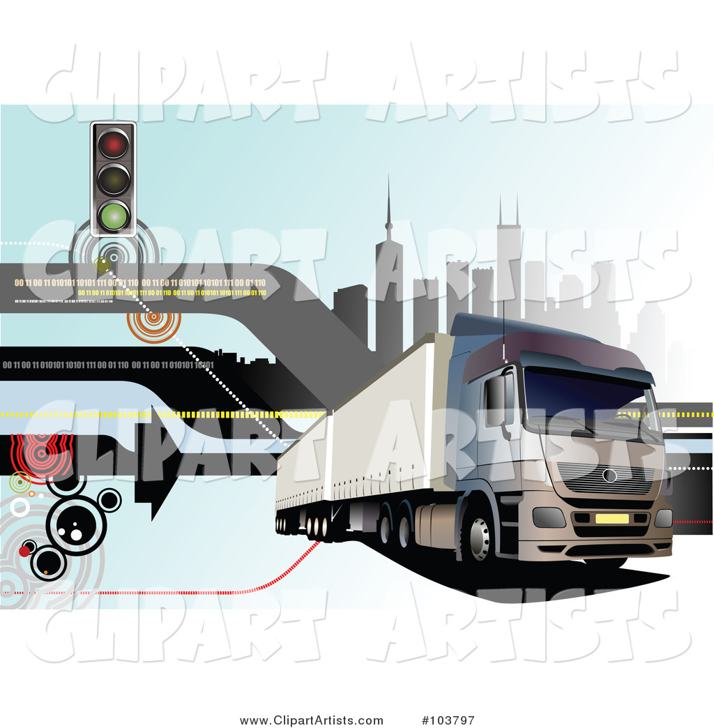 Big Rig Background of a Truck and City - 2