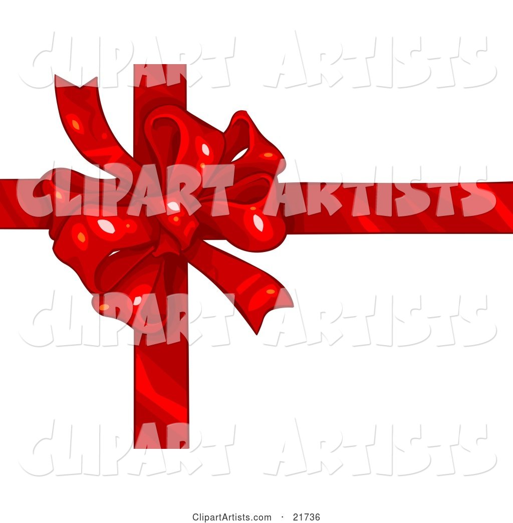 Birthday, Anniversary, Valentine's Day or Christmas Present Wrapped with a Red Ribbon and Bow over White