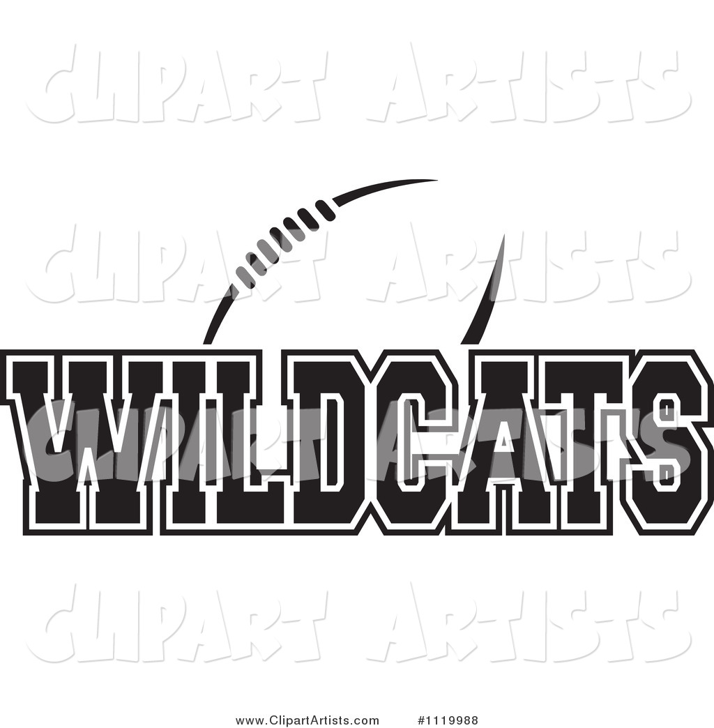 Black and White American Football and Wildcats Team Text