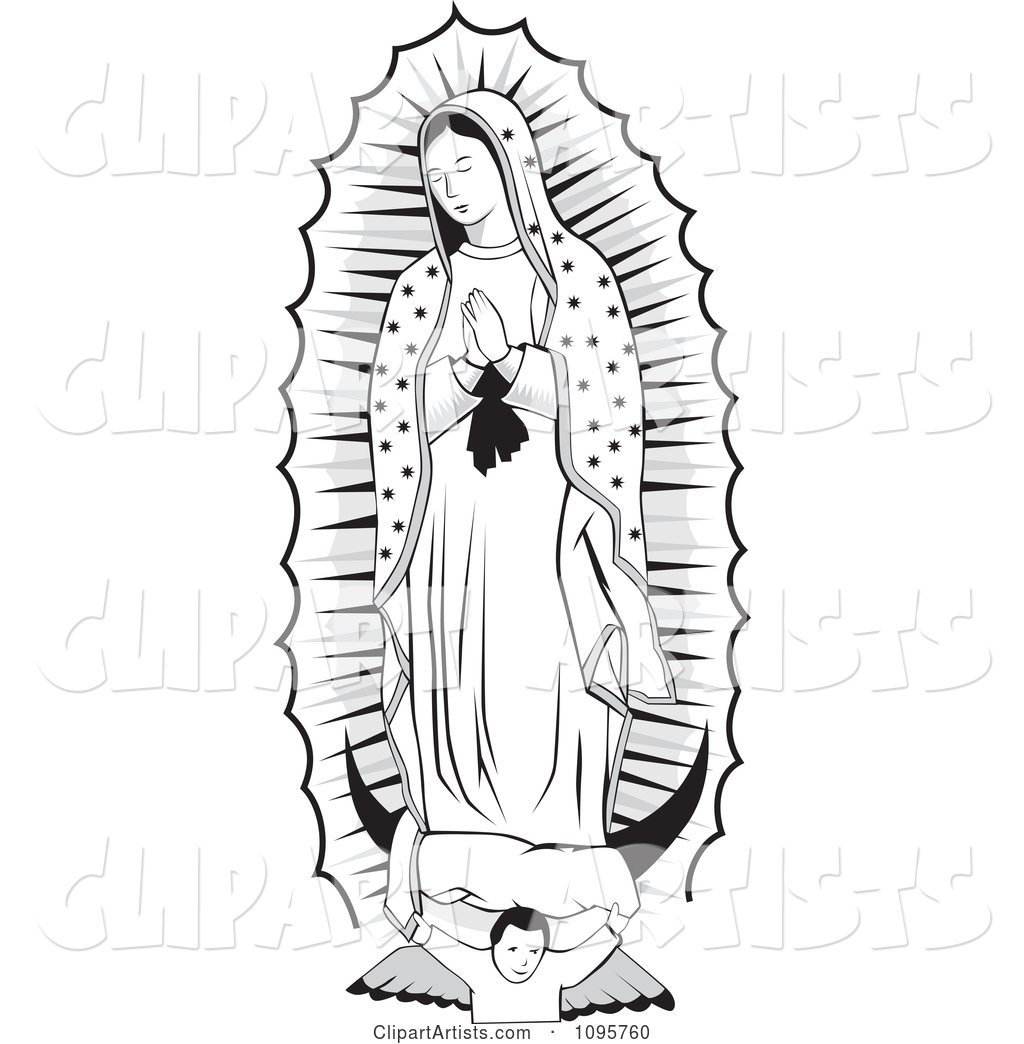 Black and White Angel Under the Virgin of Guadalupe