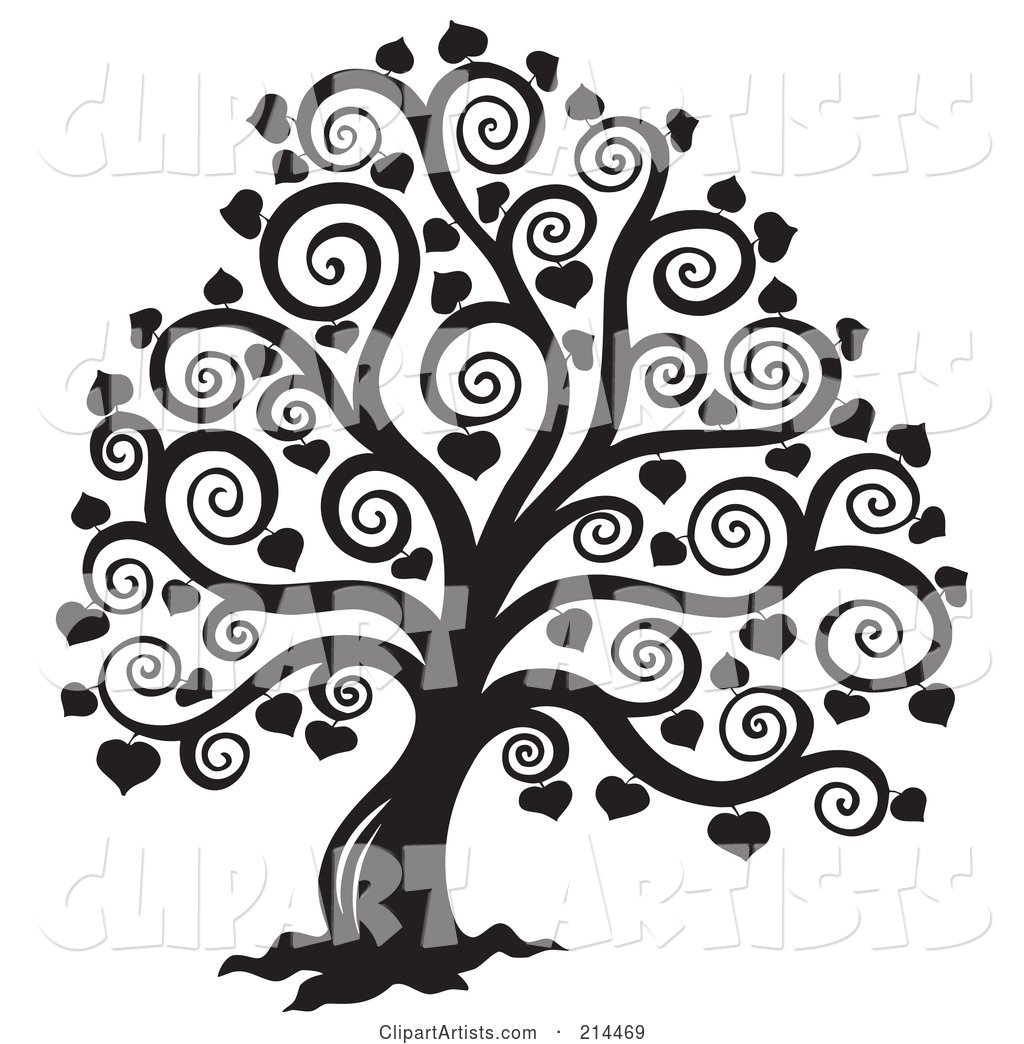 Black and White Bare Heart Tree Design