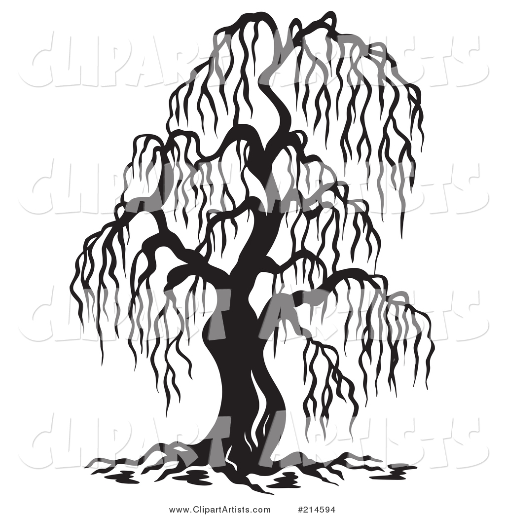 Black and White Bare Willow Tree Design