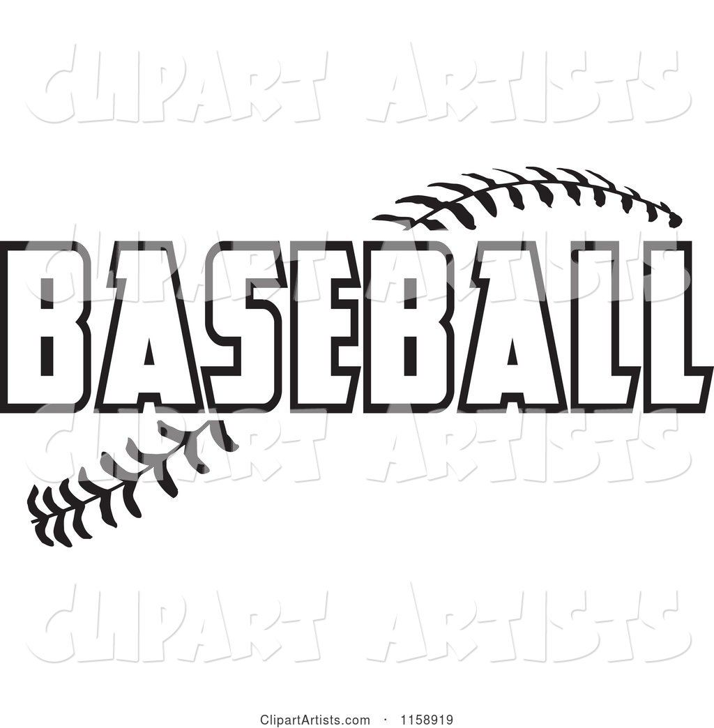 Black and White Baseball Text over Stitches