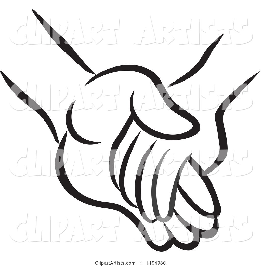 Black and White Childs Hand Holding an Adults Hand