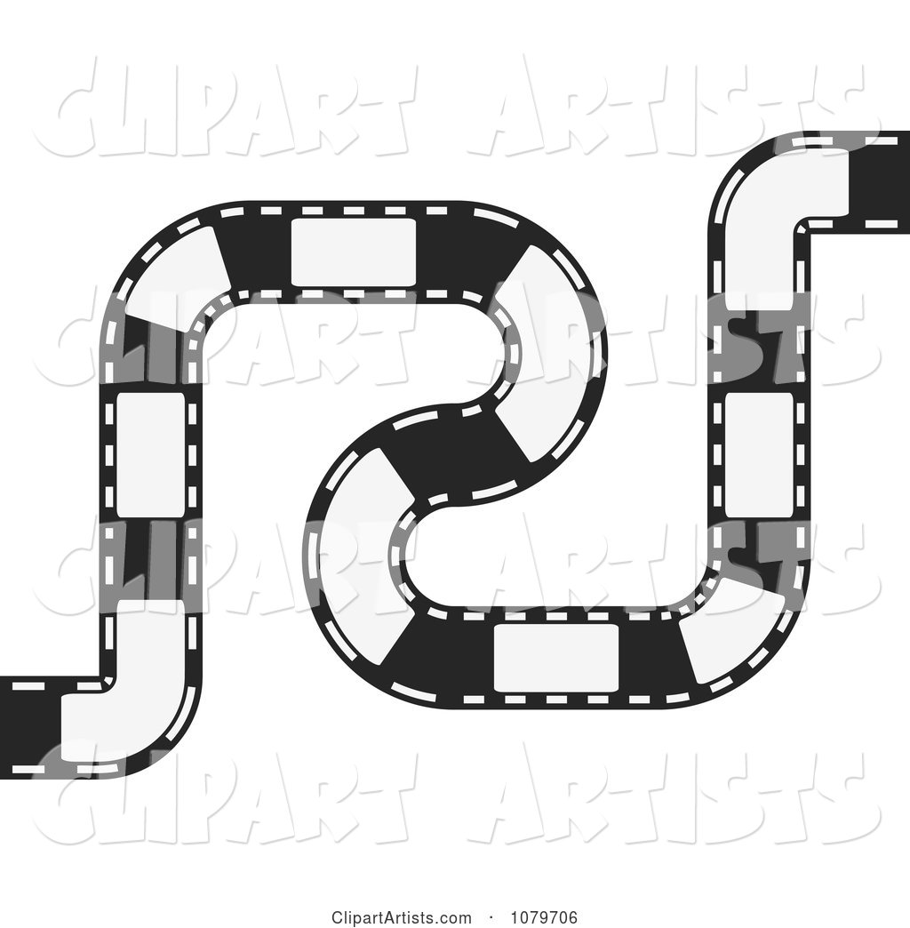 Black and White Curvy Film Strip Circuit
