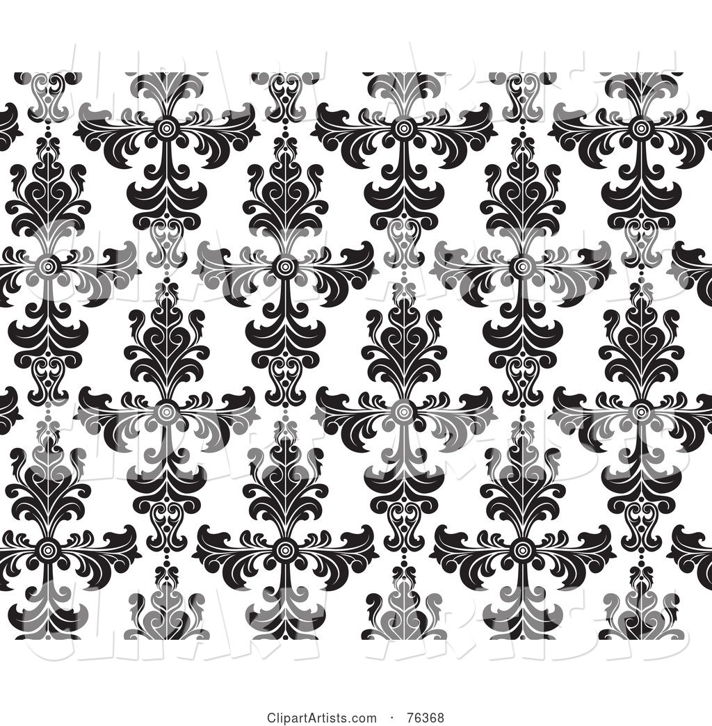 Black and White Damask Seamless Background Pattern