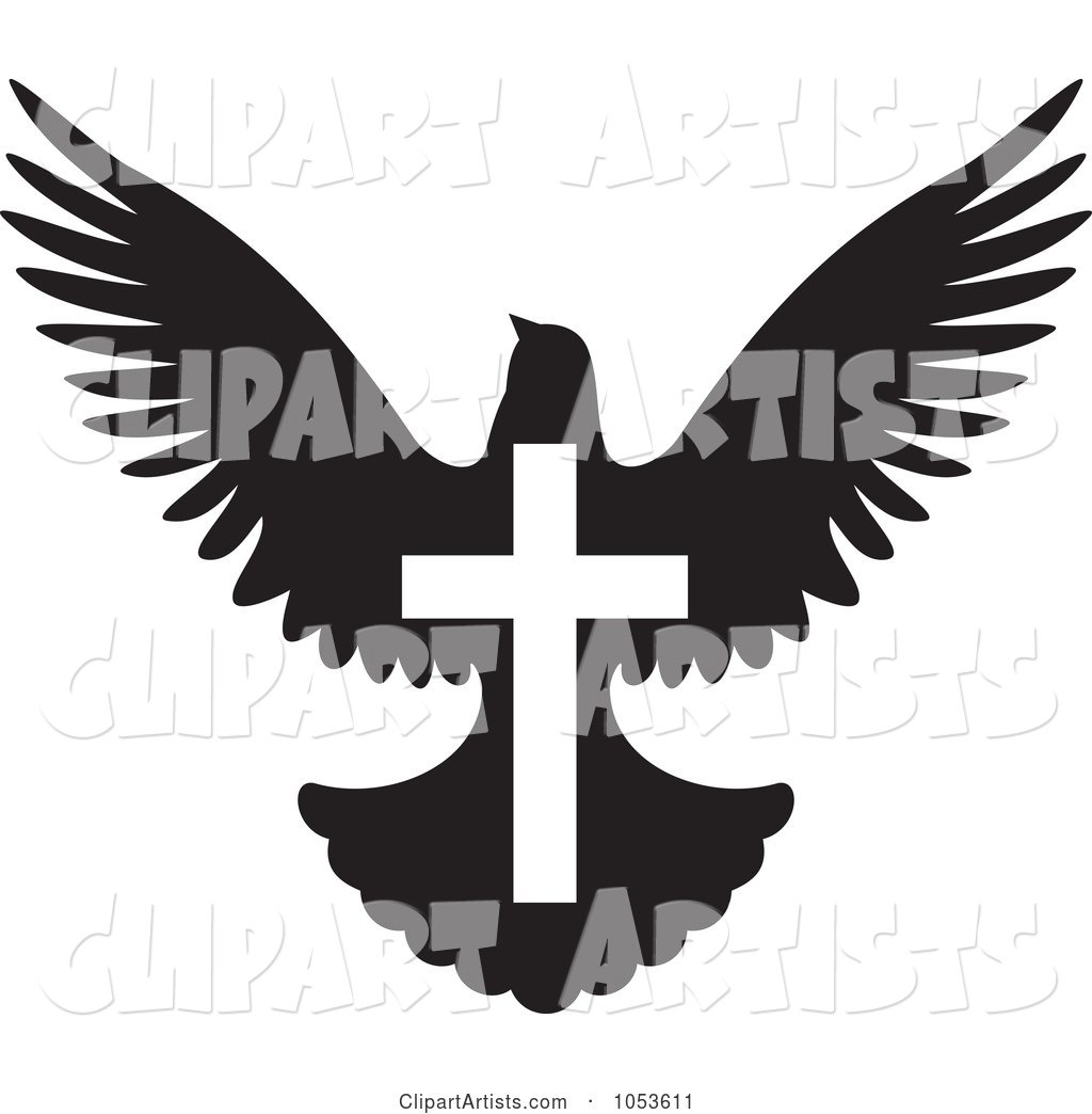 Black and White Dove with a Cross
