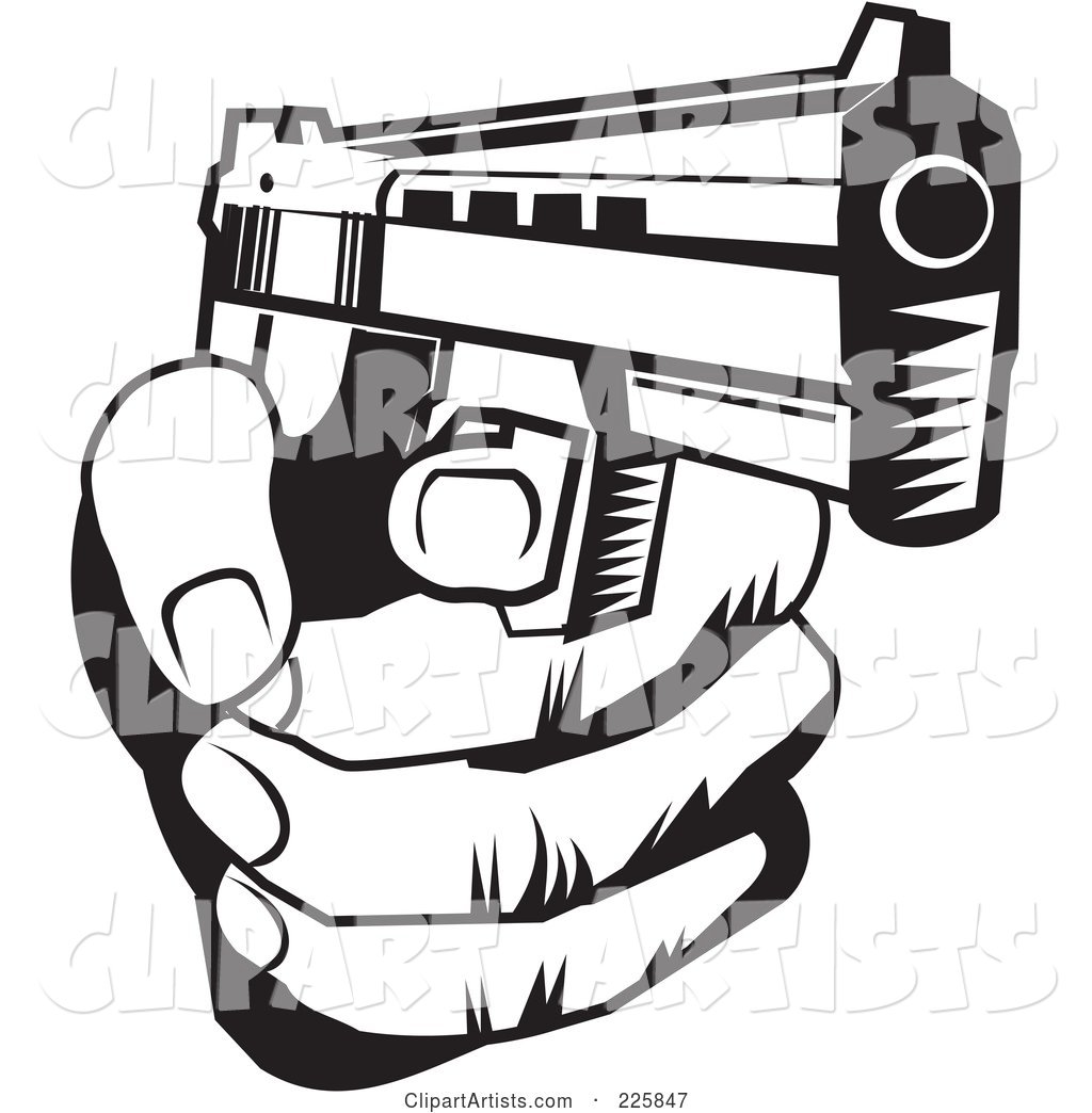 Black and White Hand Holding a Gun