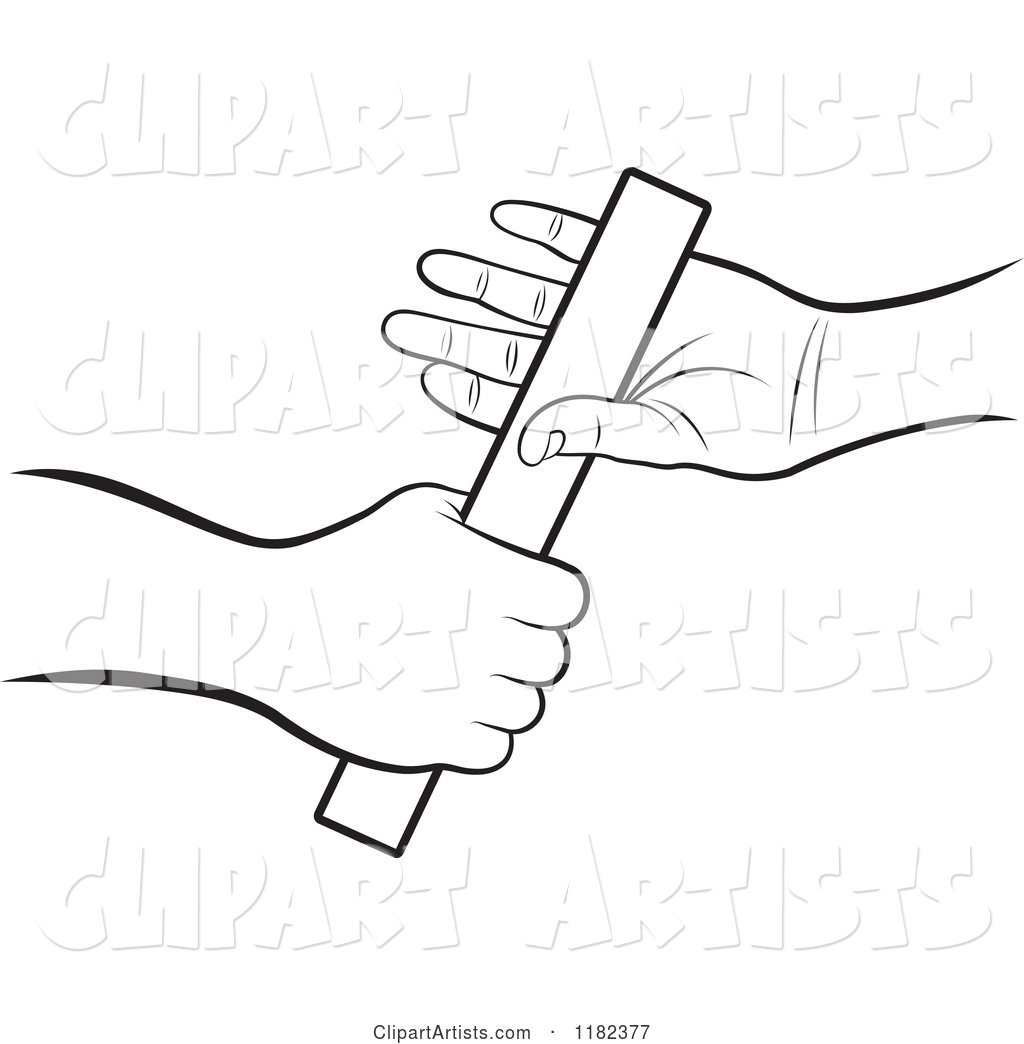 Black and White Hands Passing a Relay Race Baton