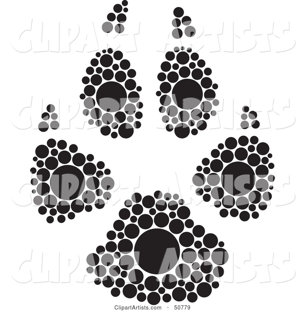 Black and White Inkblot Dog Animal Paw Print