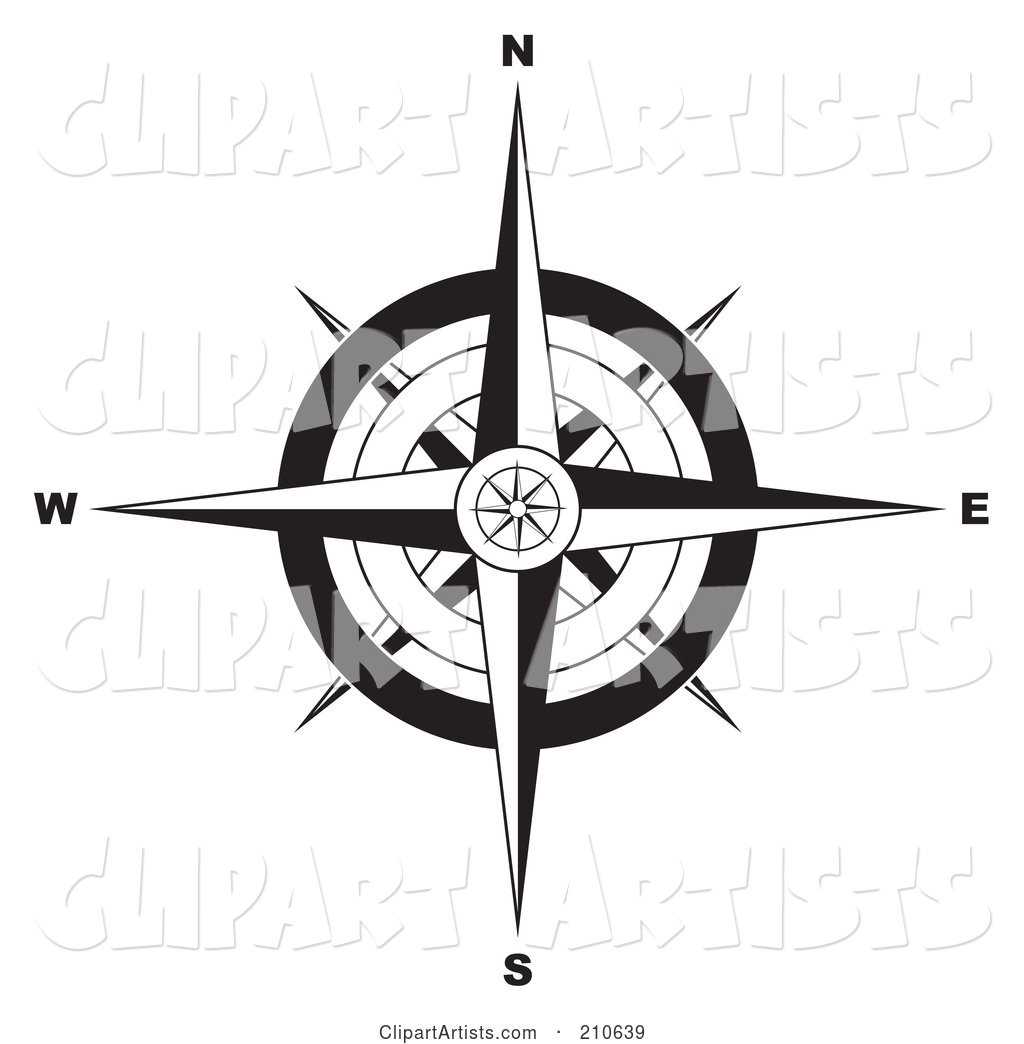 Black and White Ornate Compass Rose