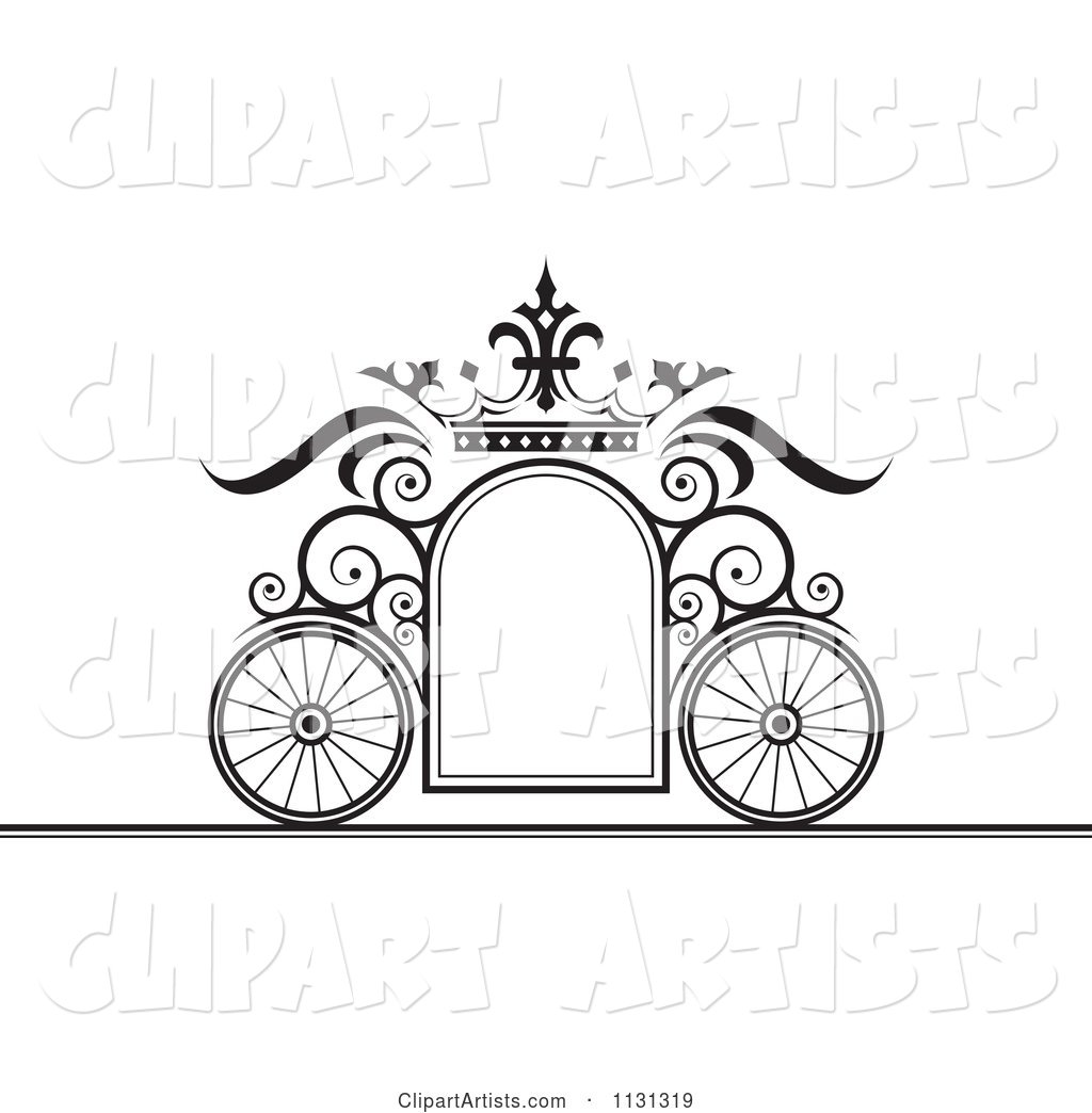 Black and White Ornate Wedding Carriage Frame