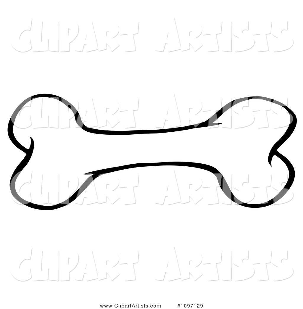 Black and White Outlined Dog Bone