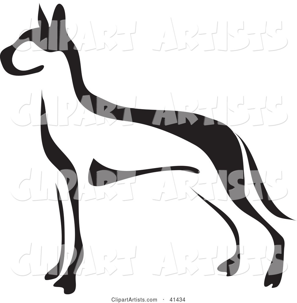 Black and White Paintbrush Styled Image of a Great Dane