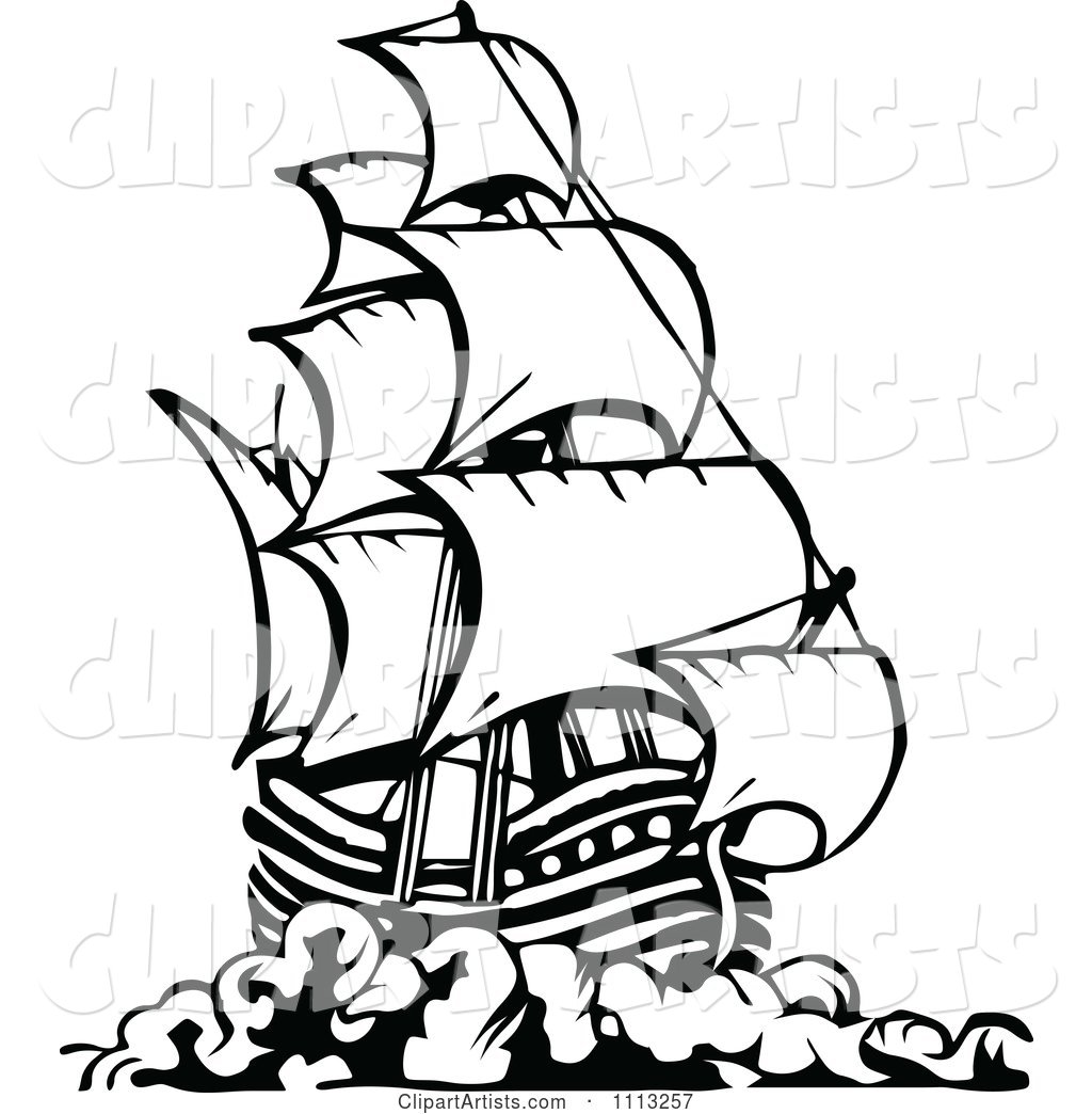 Black and White Pirate Ship 3