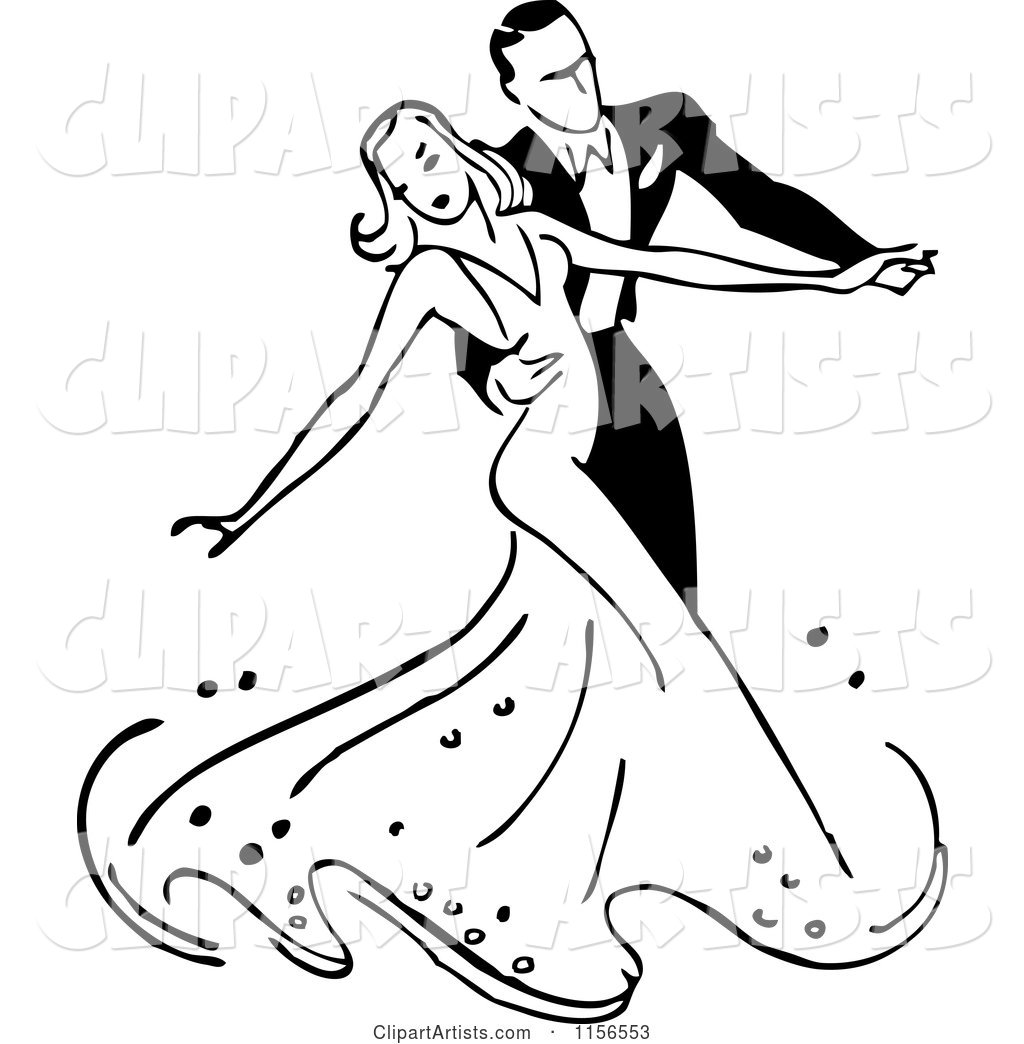 Black and White Retro Couple Ballroom Dancing 2