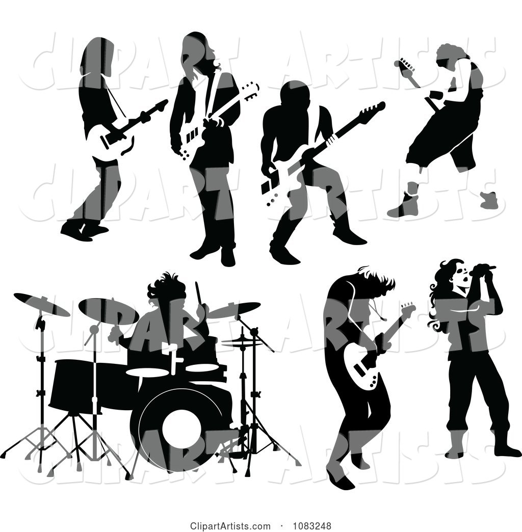Black And White Rock And Roll Musicians Clipart by Frisko (francesco)