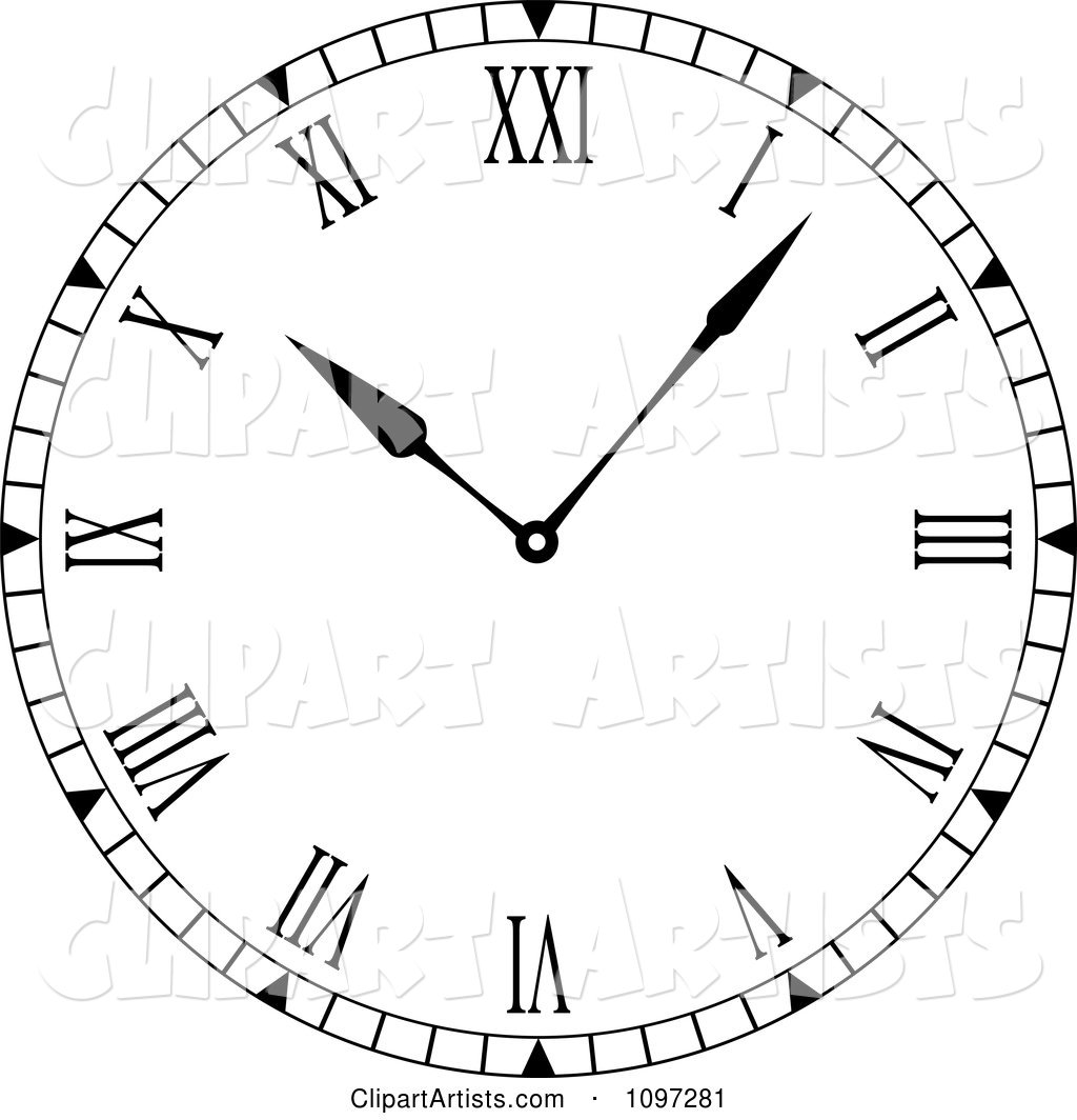 Black and White Roman Numeral Clock Face