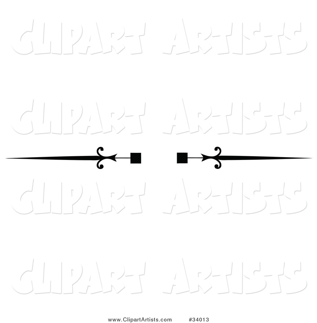 Black and White Square and Spear Header, Divider, Banner or Lower Back Tattoo Design