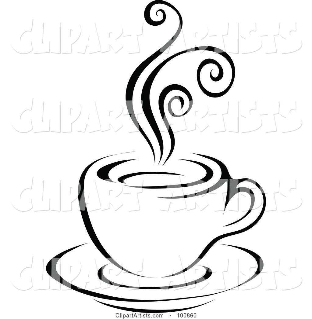 Black and White Steam Latte Logo