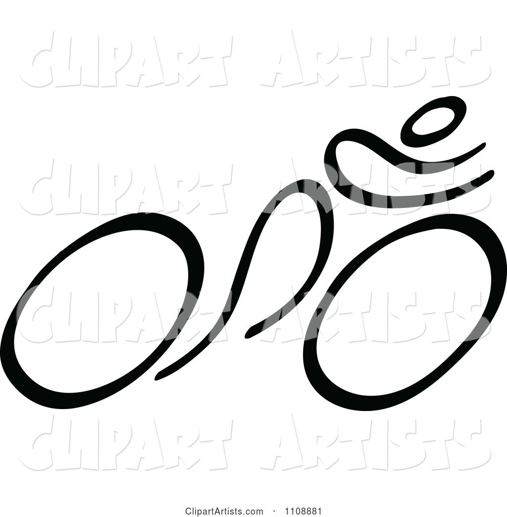 Black and White Stick Drawing of a Cyclist
