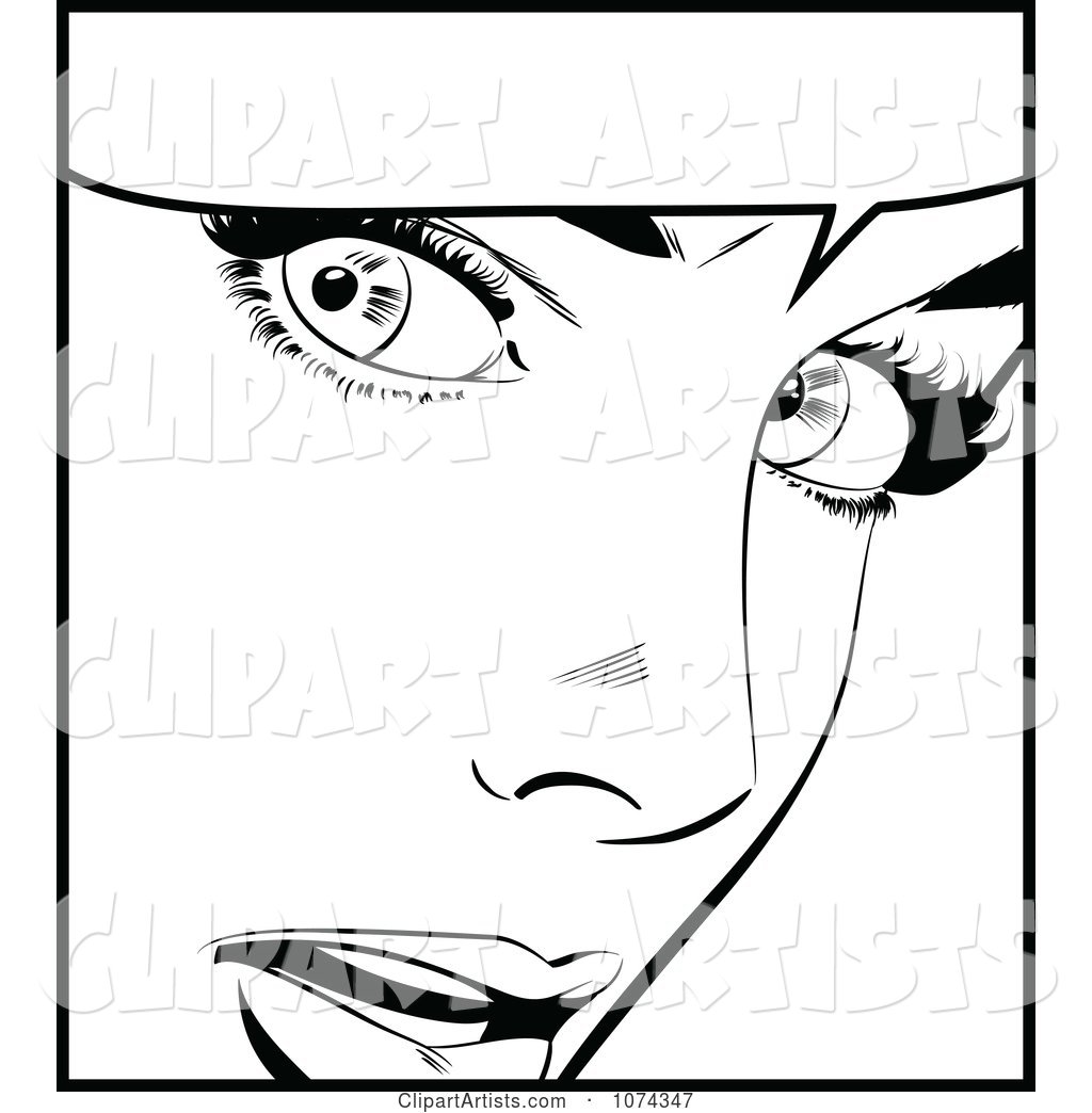 Black and White Surprised Retro Pop Art Woman and Word Balloon