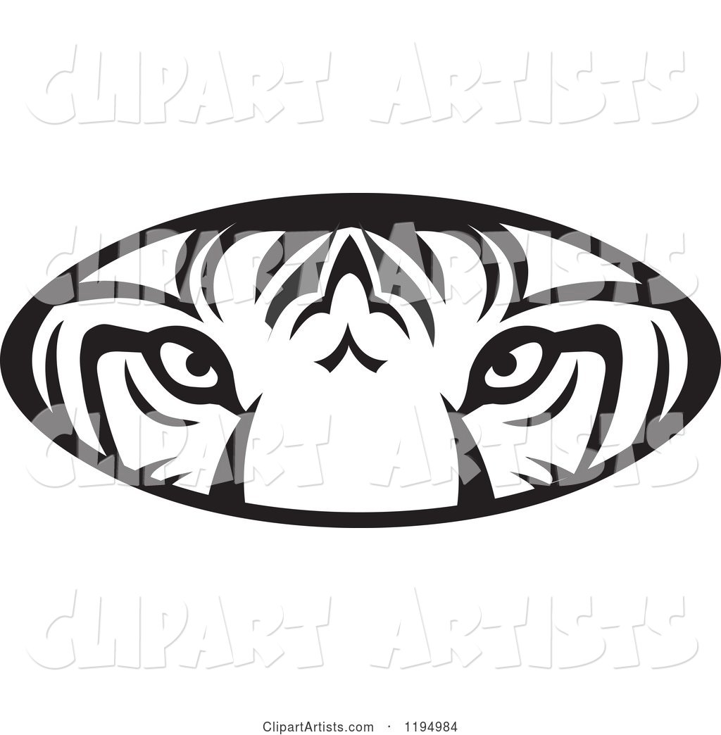 Black and White Tiger Eyes Oval