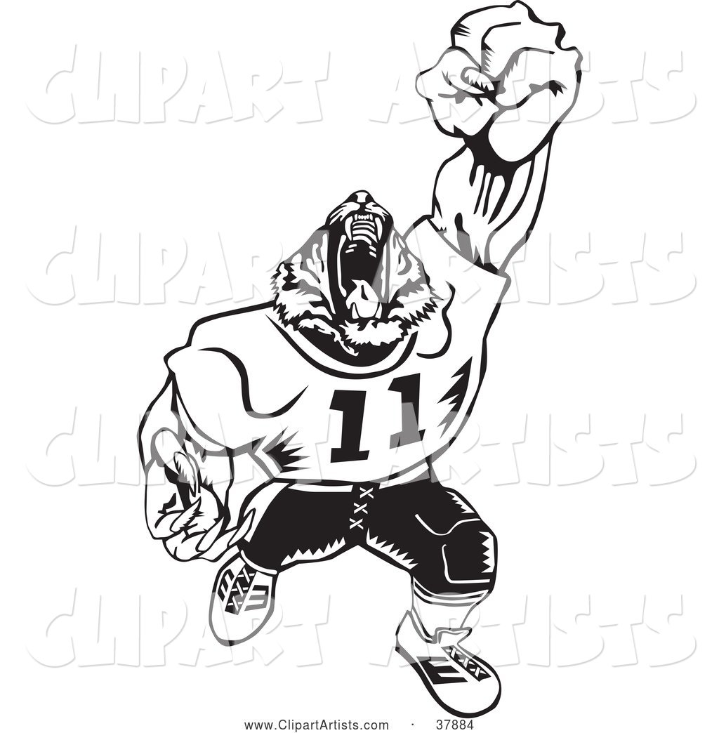 Black and White Tiger Football Player Roaring