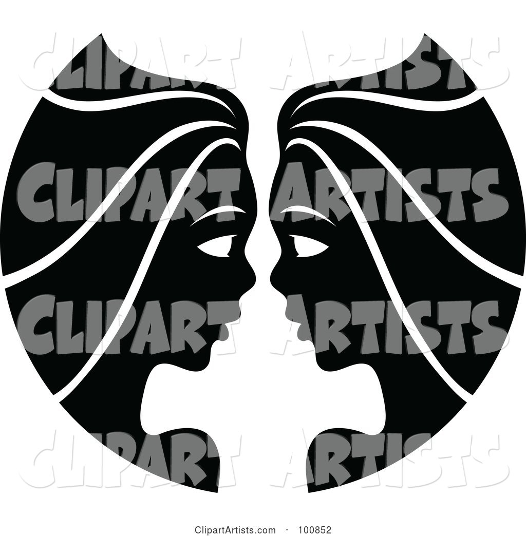 Black and White Twin Gemini Zodiac Icon
