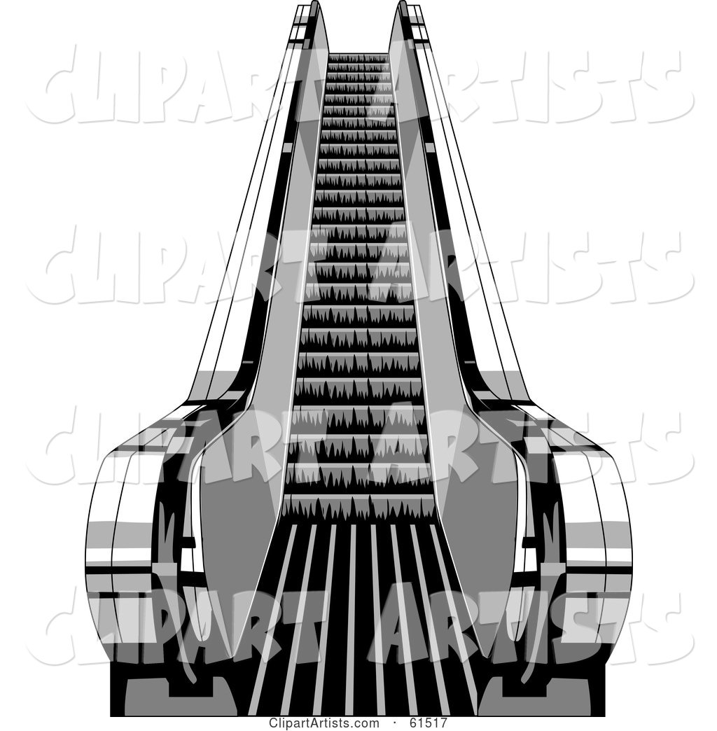 Black and White Upwards Escalator